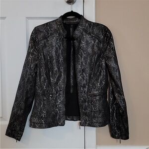 White House Black Market Black/Silver Snake Print Jacket Size 10/Medium
